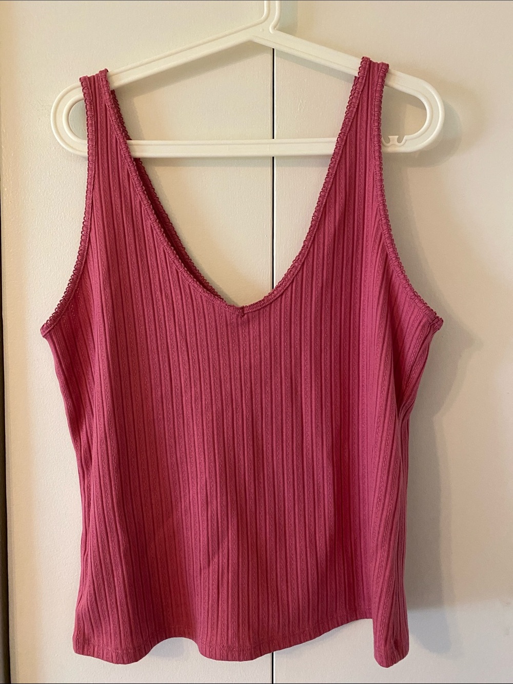 Pink Ribbed V-Neck Tank Top NWOT